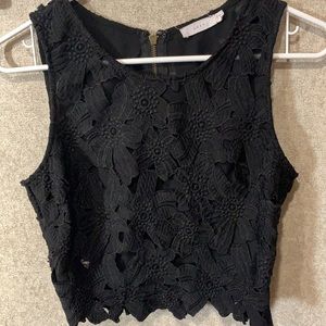 Lush floral embroidered crop